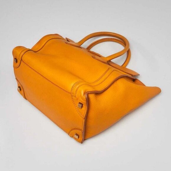 Celine Yellow Calfskin Leather Mini Luggage Tote Bag - Picture 3 of 12